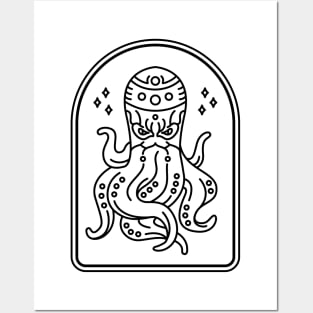 Ninja Octopus (Black) Posters and Art